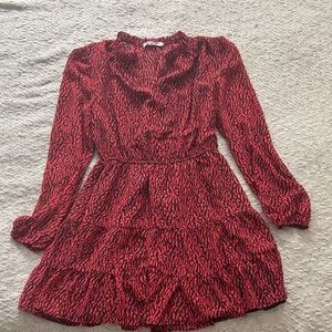 Steve Madden Red and Black Animal Print Chiffon Dress